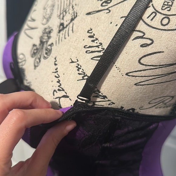 BodyRage Intimates Purple and Black Corset & Garter Bodysuit - Picture 9 of 11